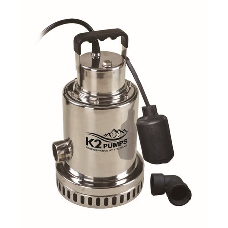 K2 PUMPS 1/2 HP Sump pump Stainless Steel Sump with Piggyback Tethered switch. SPS05004TPK